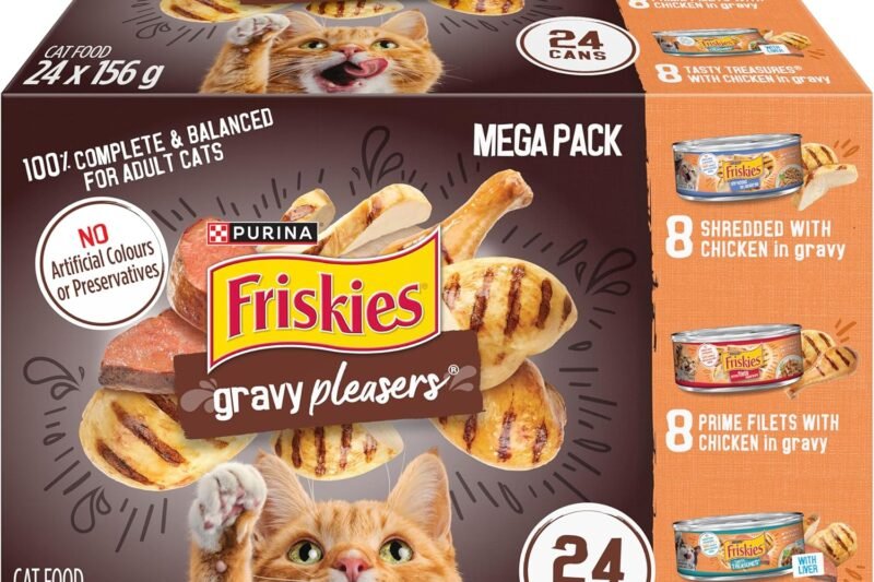 Friskies Gravy Pleasers Wet Cat Food, Chicken Variety Pack 3 Flavours – 156 g Can (24 Pack)